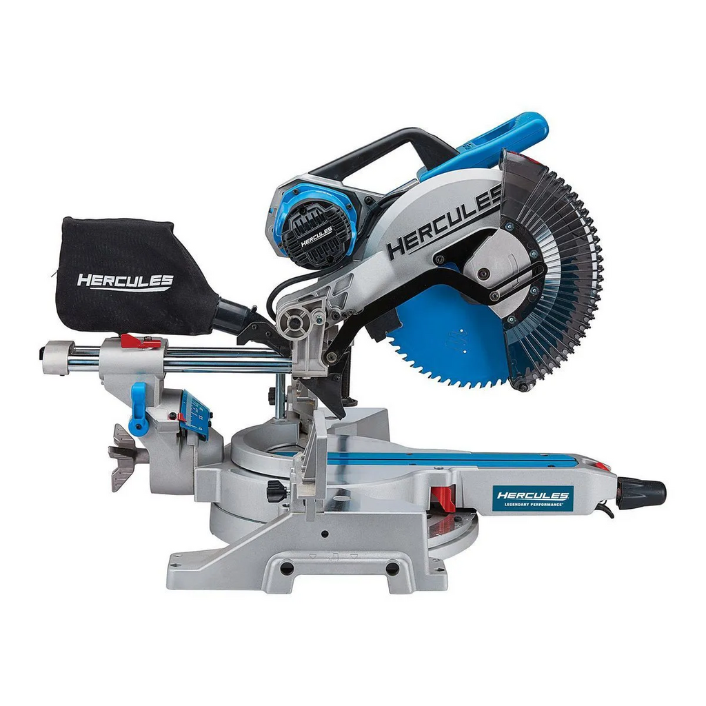 Sierra ingletadora compuesta deslizante de doble bisel HERCULES de 30 cm con guía de sombra LED de precisión.