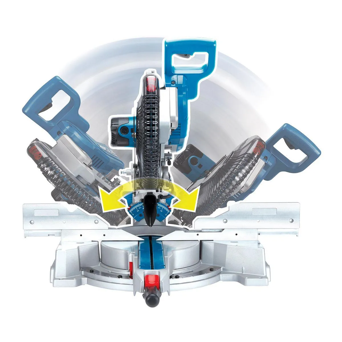 Sierra ingletadora compuesta deslizante de doble bisel HERCULES de 30 cm con guía de sombra LED de precisión.